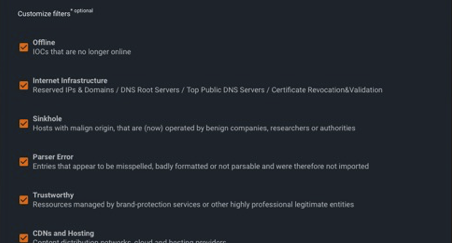 Screenshot der Auswahl der Enrichment-Informationen