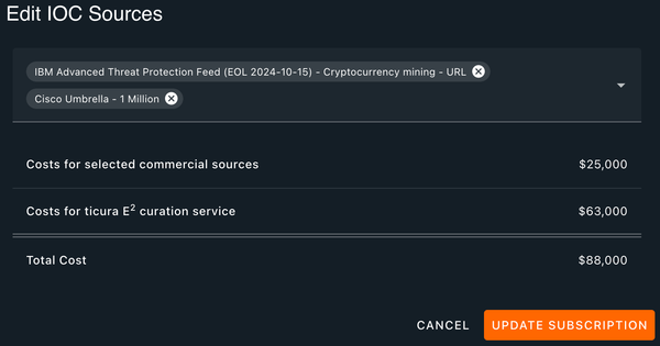 Screenshot des Edit-Sources-Dialogs für eine Subscription